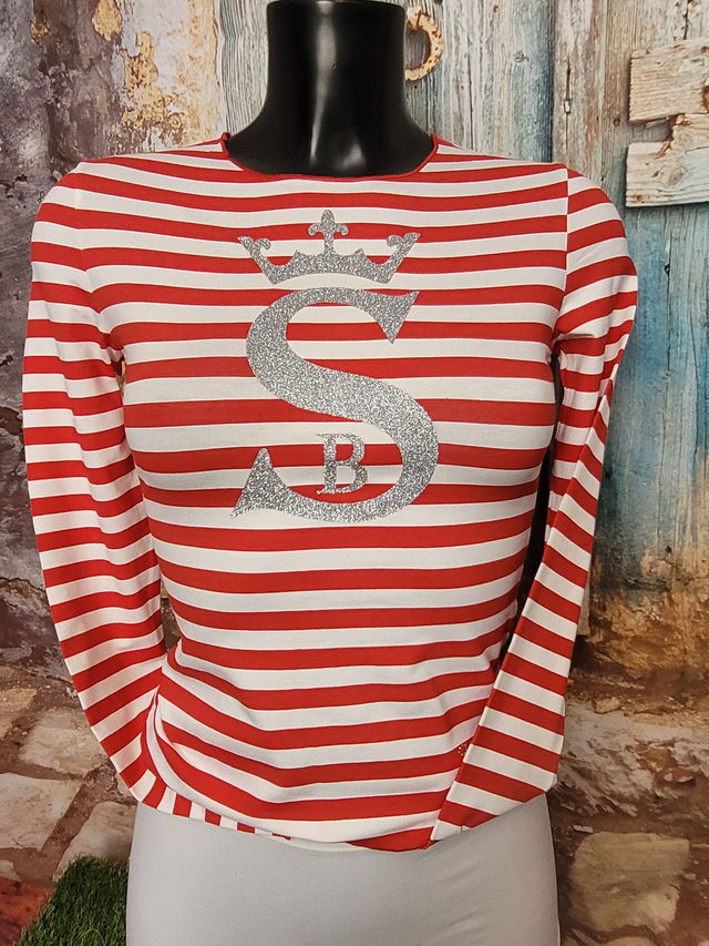 T-shirt Tendance rayé Rouge et Blanc(A18)