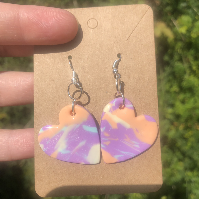 Pastel Mix Heart Polymer Clay Earrings