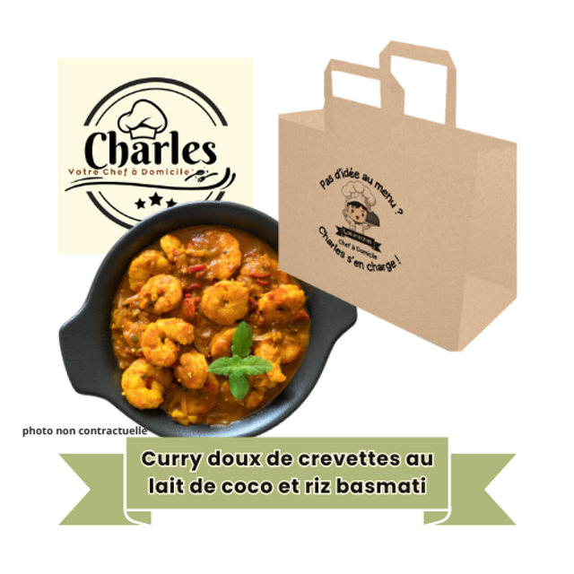 Curry de crevettes coco – coriandre – Plat pour 1 personne.