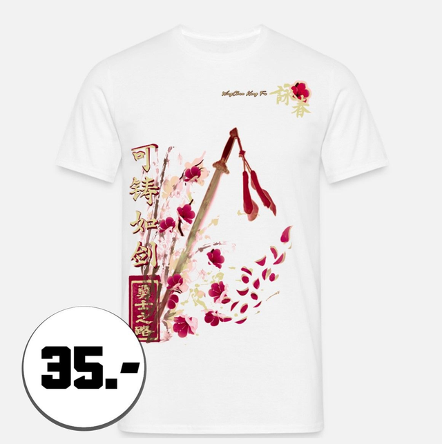 Tshirt Kirschblüten Schwert white