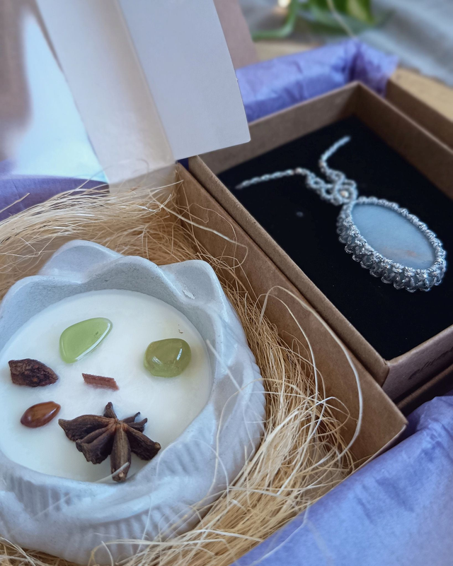 Conjunto Luz Silenciosa (Vela + Angelite)