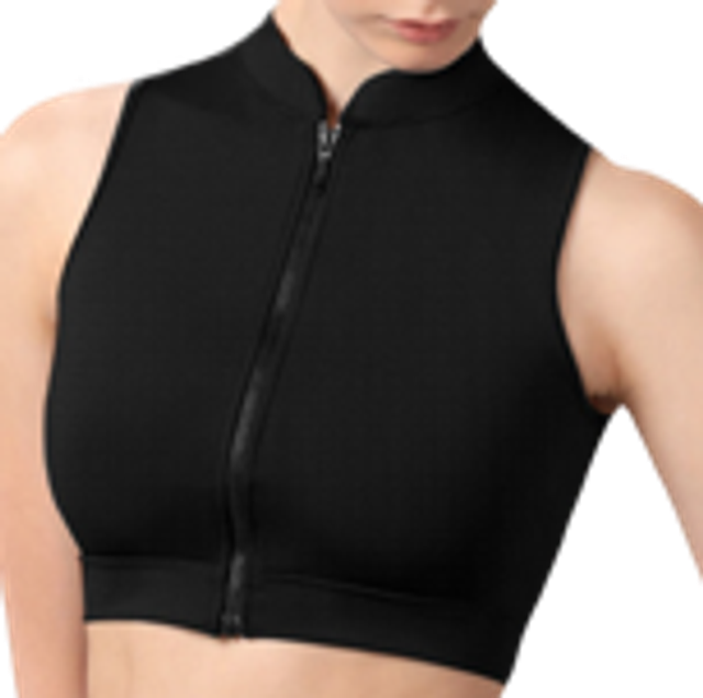Adult mock neck zip front crop top - BLOCH BLACK