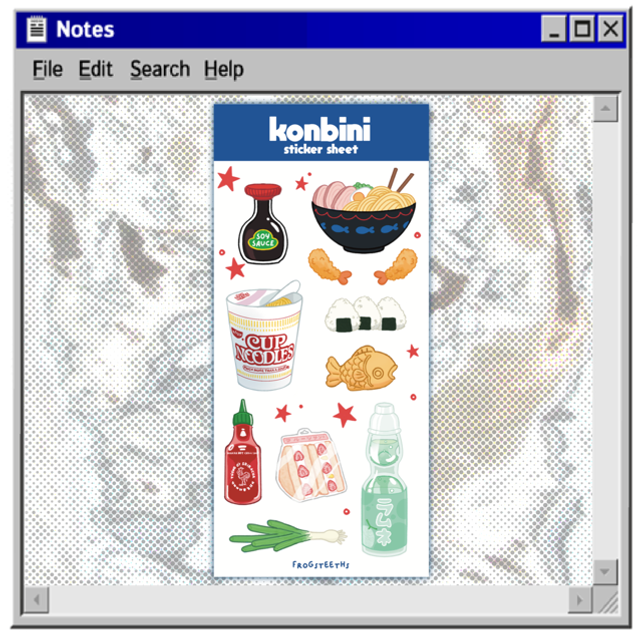 Konbini food glossy vinyl stickersheet 