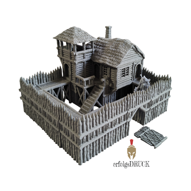 Befestigtes Waldhaus - Palisaden Haus | 28mm Tabletop RPG Miniatur | 3D Druck | Gebäude Terrain | Pathfinder Dungeons and Dragons D&D Wargaming
