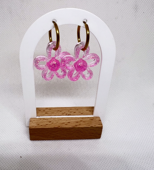 Fleurs ouverte rose pailletée 