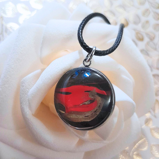 AZEL - Collier - Cordon noir, métal argenté