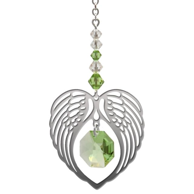 08 August - Angel Wings Heart Crystal Suncatcher