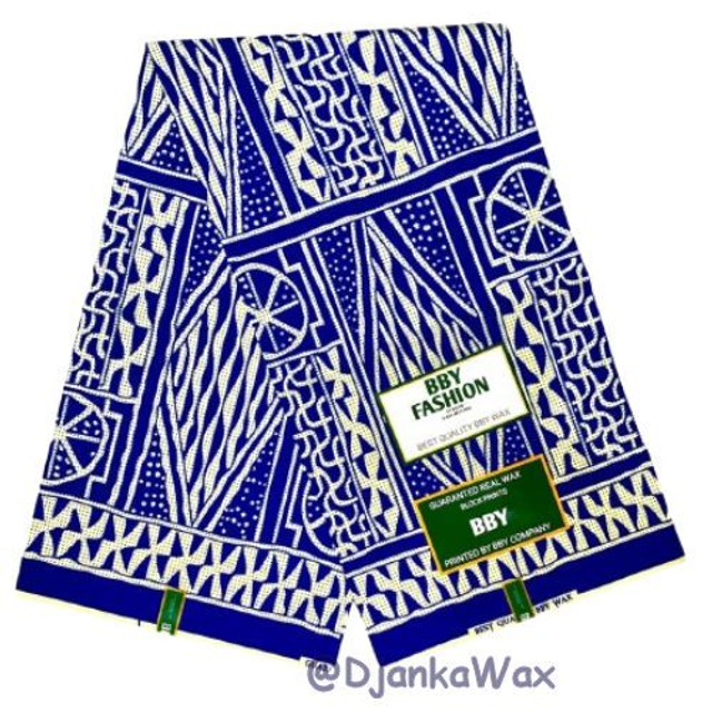 Coupon Tissu pagne wax africain Ndop satin bleu