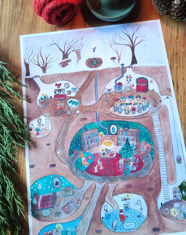 Le terrier en hiver - affiche