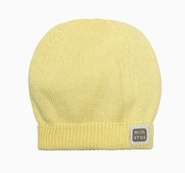 Gelbe Trikot-Babymütze 100% Baumwolle, 1-3 Monat