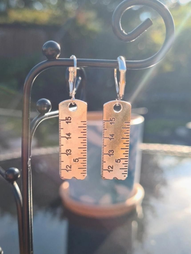 New Silver Ruler Earrings Lever Backs