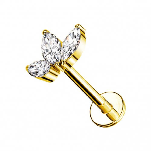Helix 3 Foglie Con Zirconi Gold