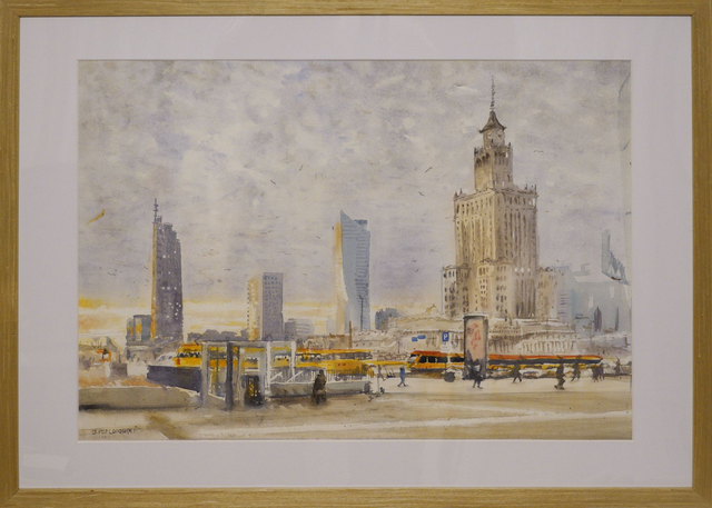 Warszawa Centrum, 50x70 (40x57) akwarela 2025 oprawiona