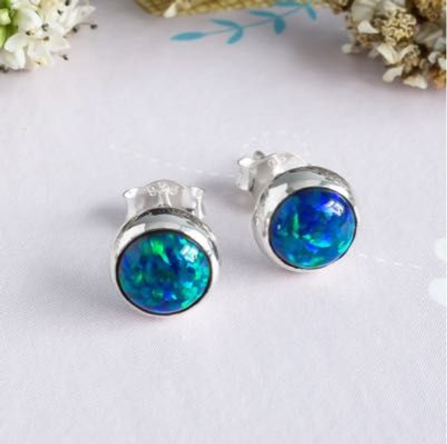 Pendientes en Plata 925 con Ópalos Verdes