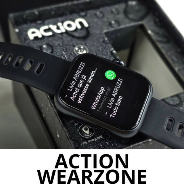 ACTION WEARZONE | Smartwatch Esportivo | A PROVA D&#039;ÁGUA, GPS integrado e 7 Dias de Bateria 