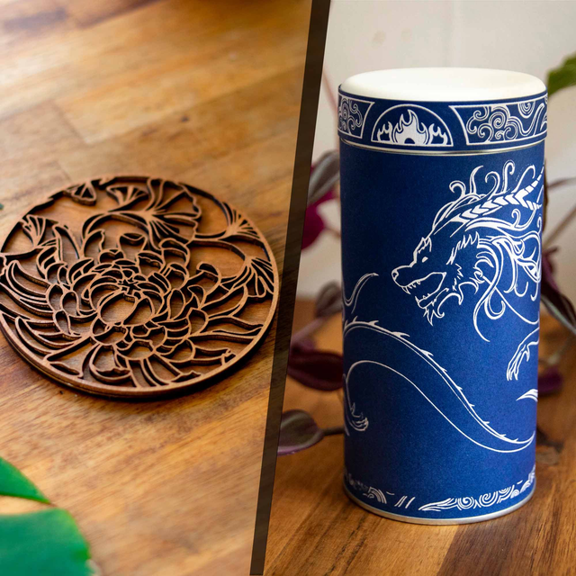 Pack complet dragon - Tasse, sous tasse + boîte à thé