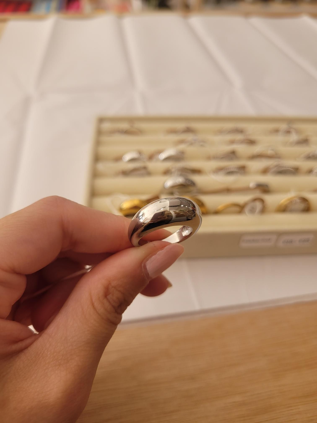 Stainless steel dome ring - Size Q - SL-043