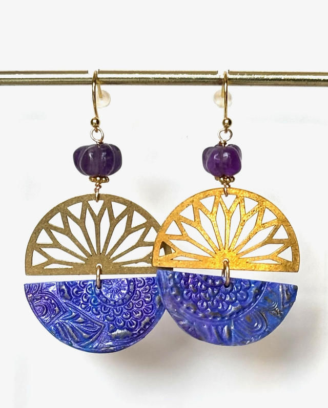 Boucles "Rosace d'améthyste"