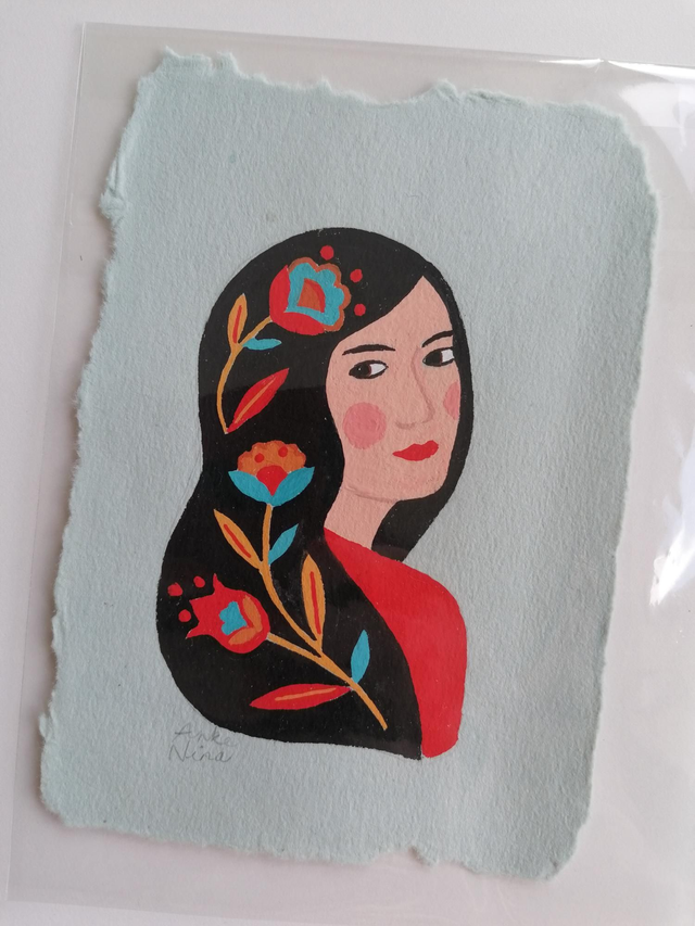 Origineel schilderijtje "Omkijken 1"