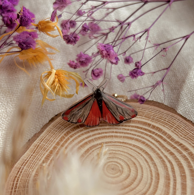 Cinnabar Moth Ring - Adjustable