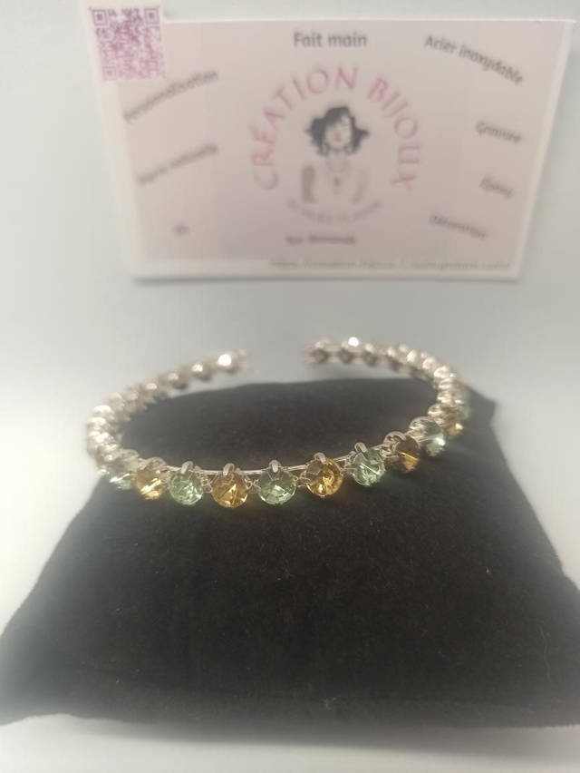 Bracelet strass vert et jaune 