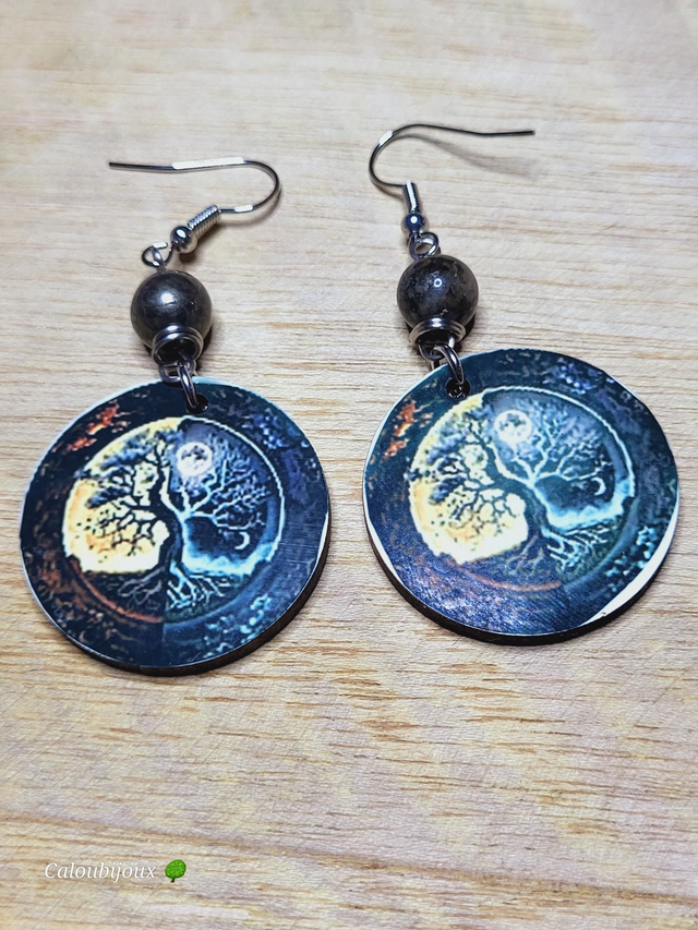 Boucles d'oreilles yin yang