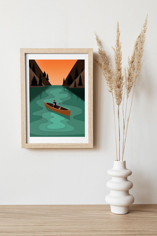 Au grand air - Canoë Affiche