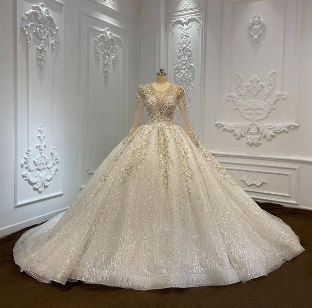 Robe de Mariée Princesse Luxury Handmade Paillette et Strass