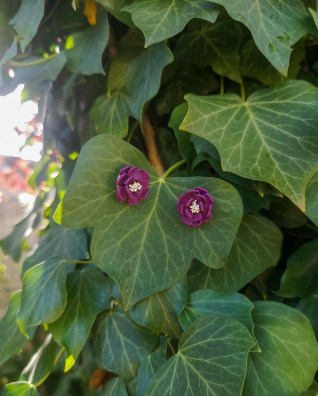 Collection Florale Prune sauvage - Boucles d'oreilles Naomi