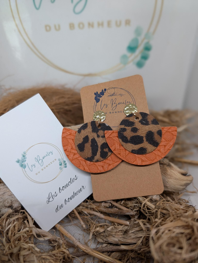 Boucles d'oreilles Dona léopard orange do060