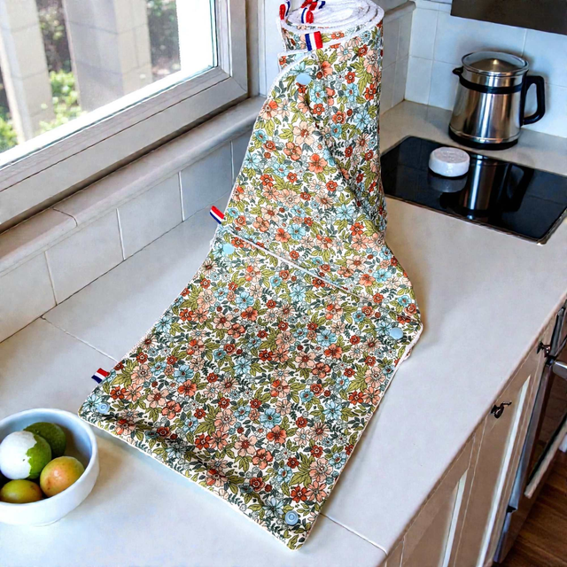 7 Essuie-Tout Lavables en rouleau avec pression – Microfibre &amp; Coton