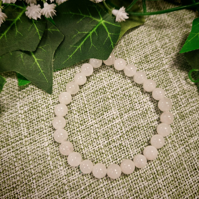 Bracelet 6mm jade blanc