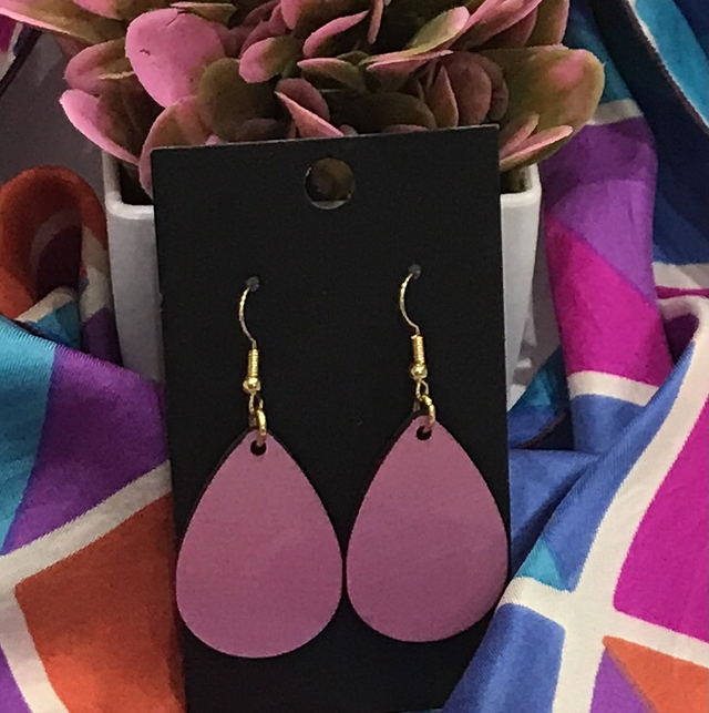 Purple Wood Dangling Earrings- SWDE13