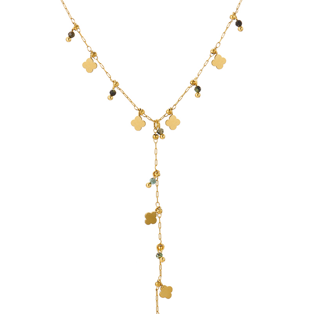 Collier perle et trèfle