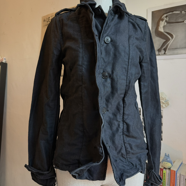 All Saints Linen cotton wired military coat