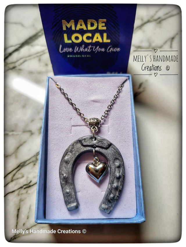 Horseshoe + Heart Charm pendant 
