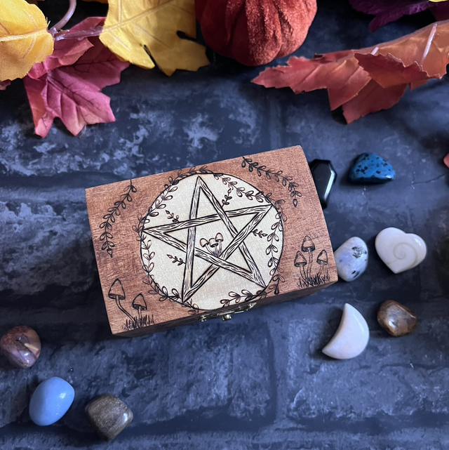 Small mushroom and pentacle chest box 
