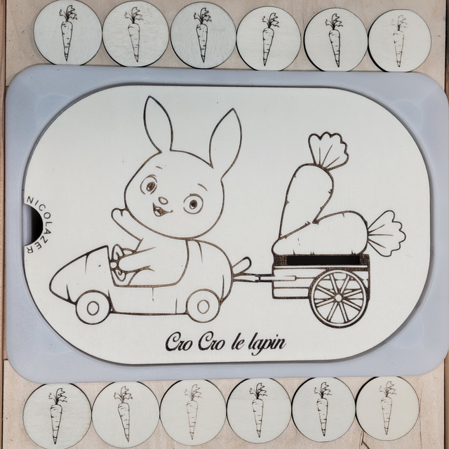 Insert sensoriel bois compatible trofast &quot;CRO CRO le lapin&quot;