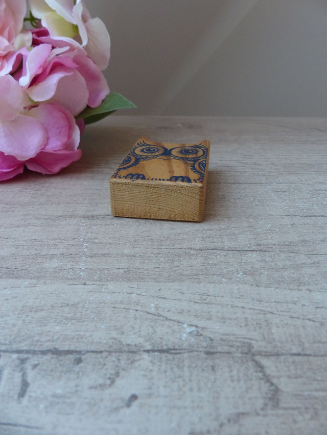 Ancien Porte-Pics Apéritif Hibou en Bois – Objet Vintage Peint à la Main | Déco Table & Collection