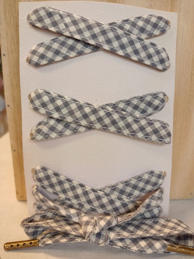 Paire de lacets en coton vichy brun