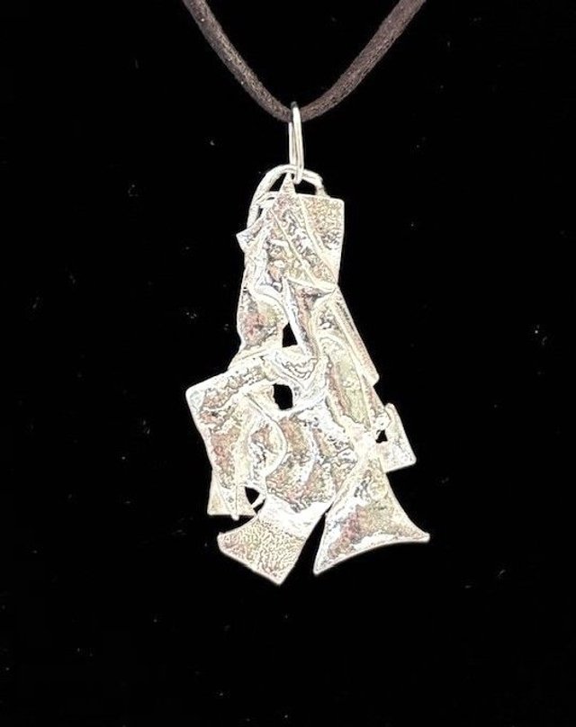 Bold Abstract Fused Silver Pendant – Sculptural Recycled Sterling Silver