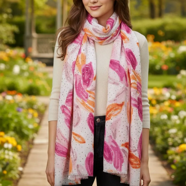 Foulard écharpe imprimé avec dorures