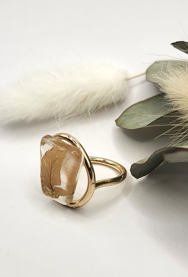 Bague feuille séchée