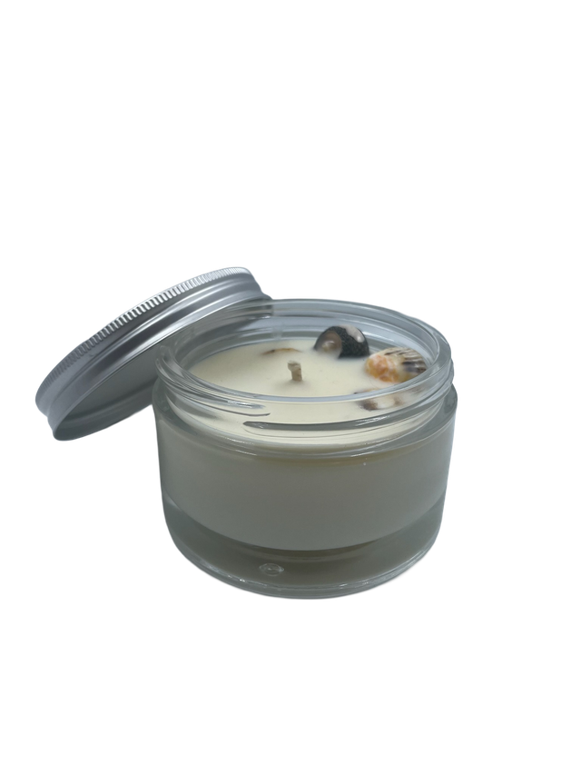 Bougie coquillages en pot