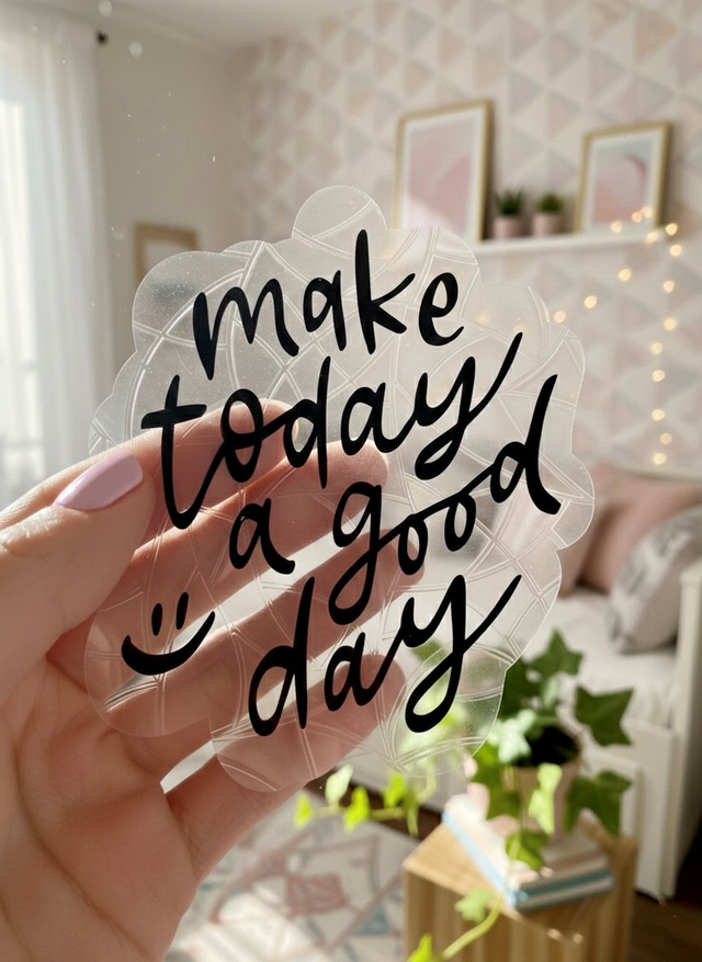 Attrape soleil sticker de fenêtre électrostatique, motif phrase Make today a good day