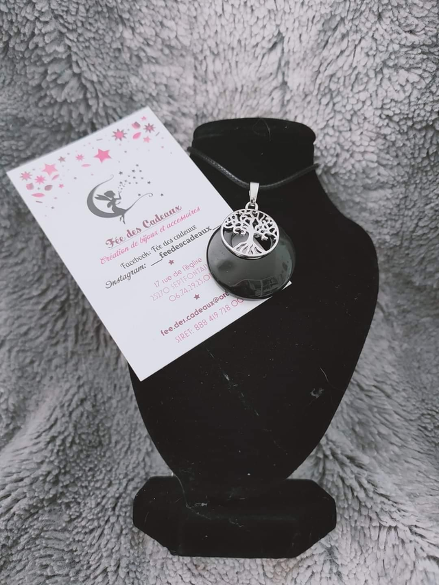Pendentif Arbre de Vie Tourmaline Noire 