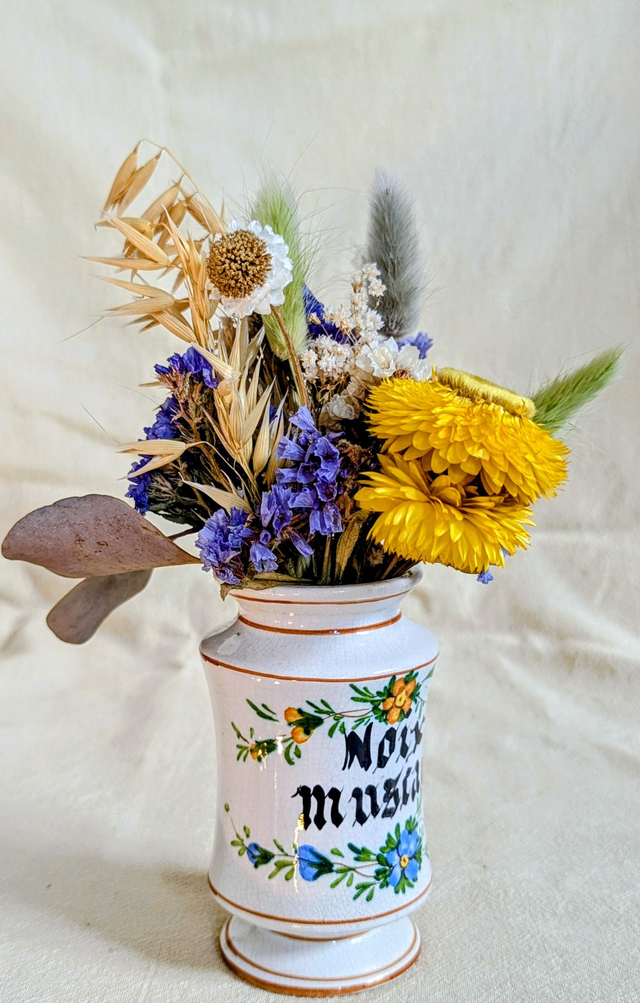 Léonie - Bouquet fleurs séchées - pot à épices upcyclé