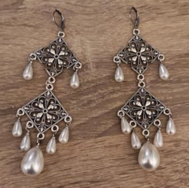 Boucles d'oreilles baroque pluie de perles 