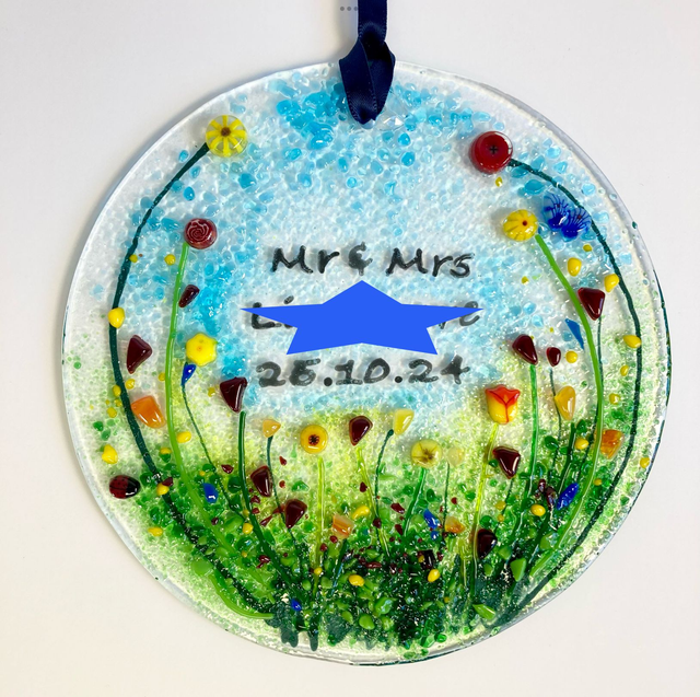 Personalised floral meadow design sun catcher
