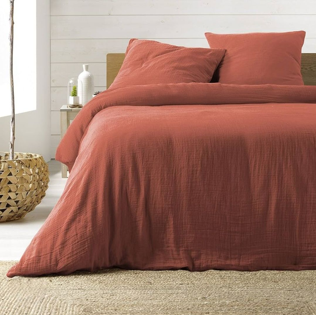 Housse de couette en gaze de coton Terracotta